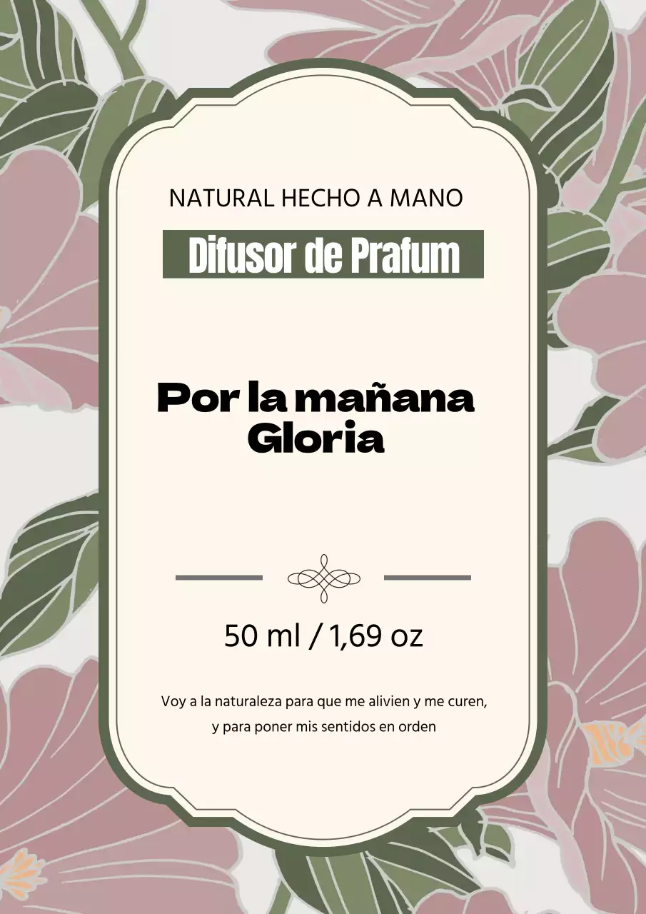 Etiqueta de perfume vintage con ilustración verde