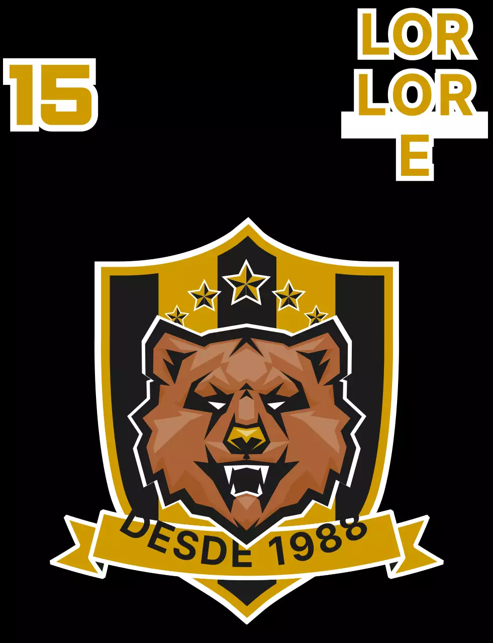 Colete de futebol de sócio com logótipo do clube de futebol com ilustração de um urso preto e dourado