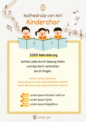 Fröhliches Kirchenplakat in Elfenbein