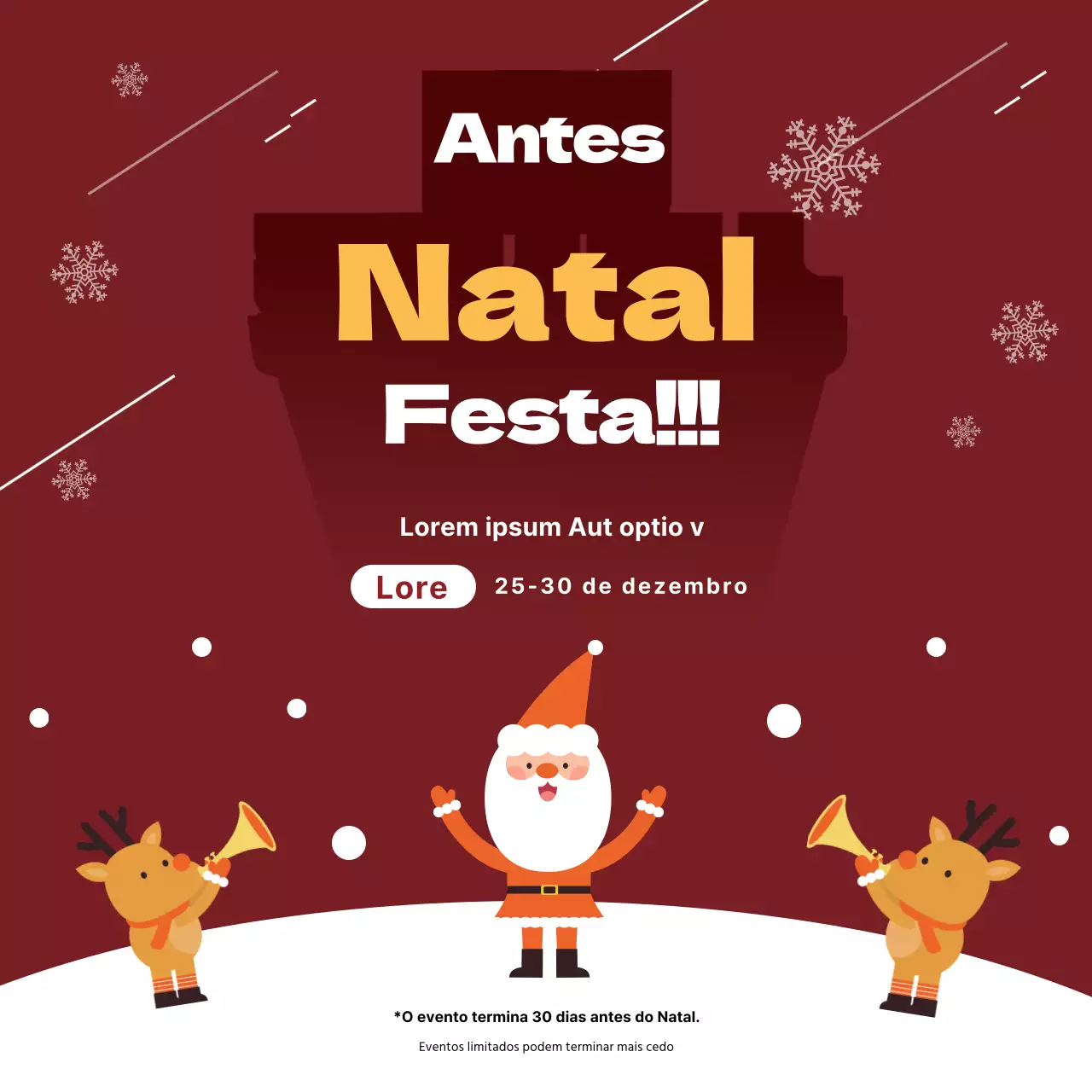 Ilustração vermelha Evento de Natal giro