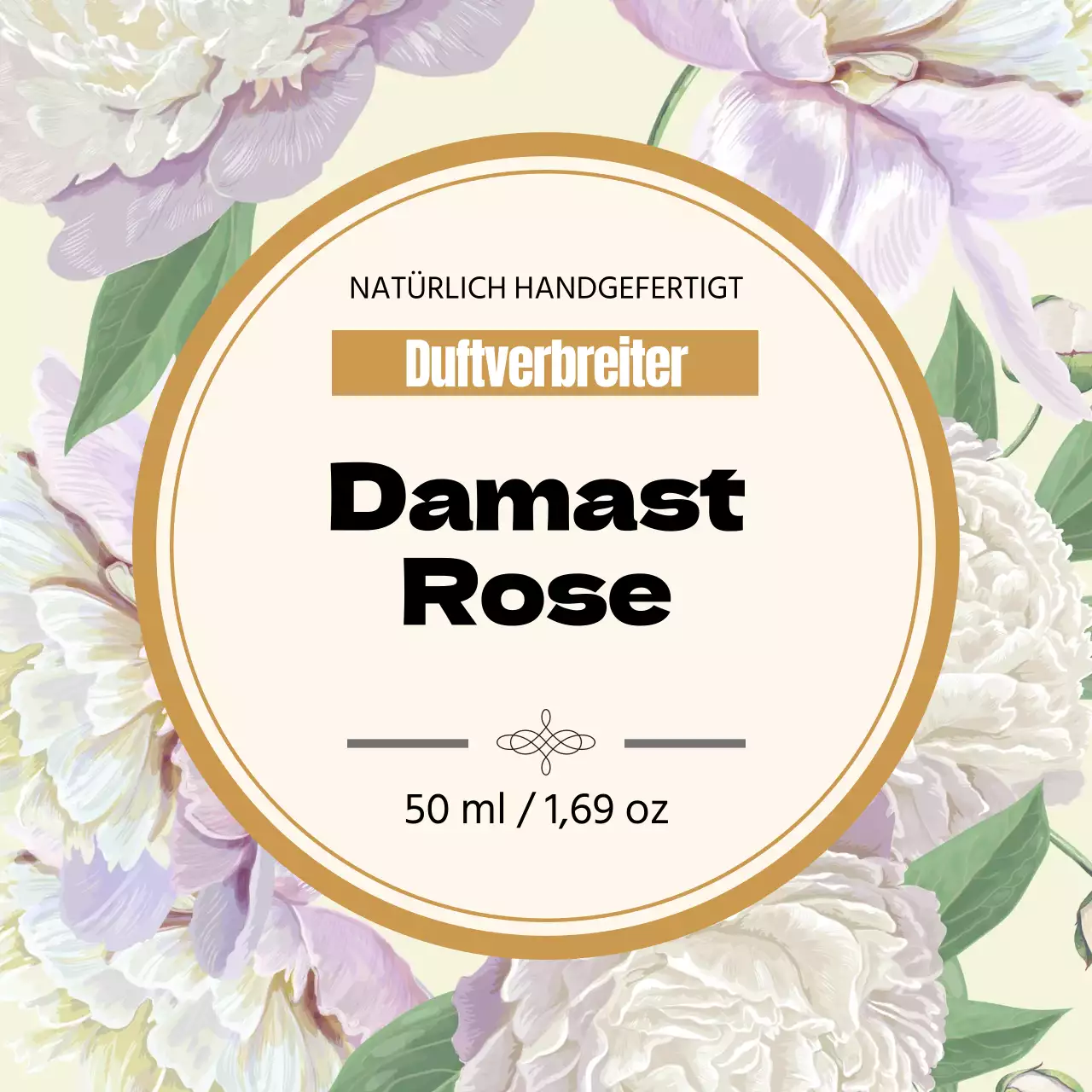 Vintage Parfüm Etikett mit gelber Illustration