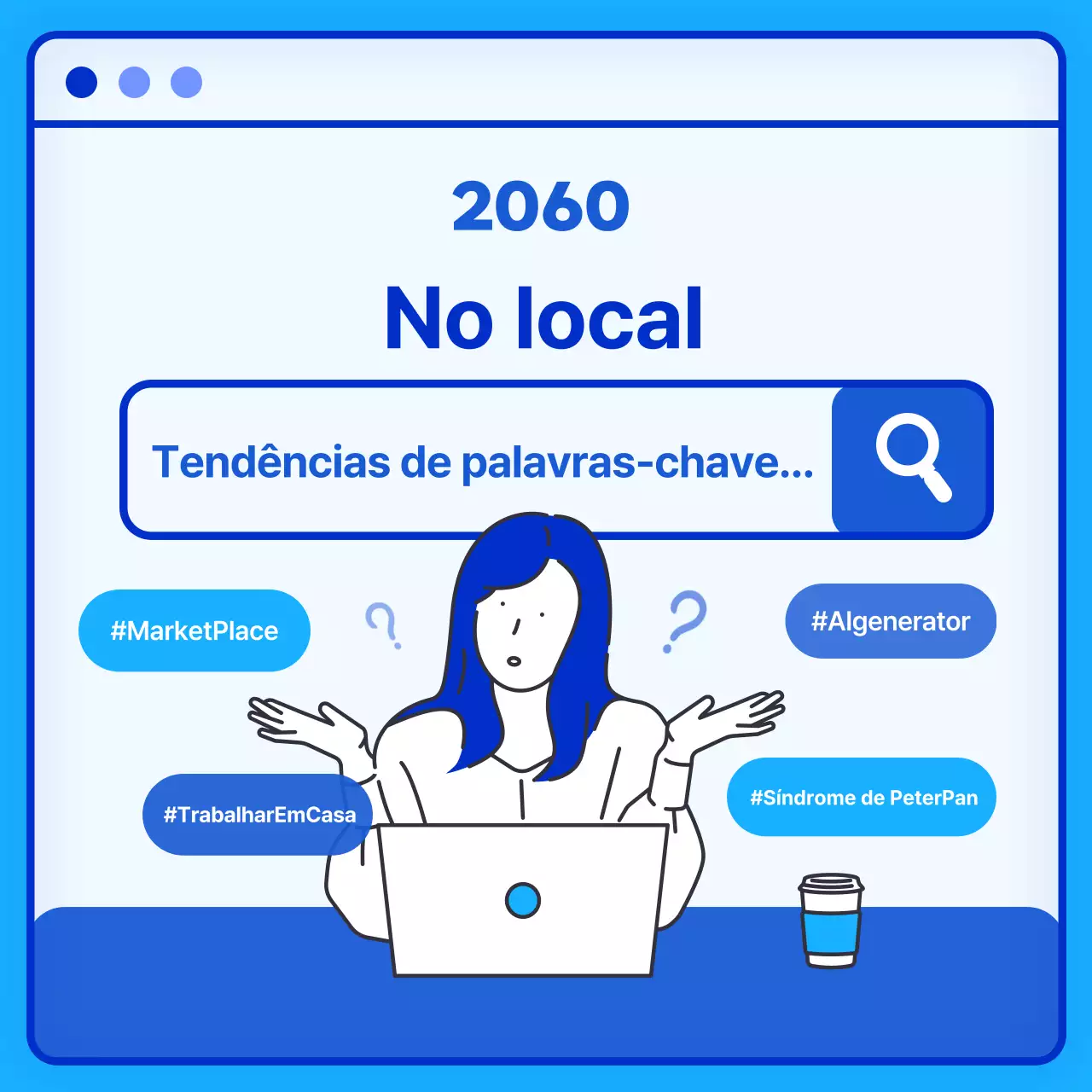 Descubra as palavras-chave mais populares deste ano sob a forma de uma barra de pesquisa na Internet azul e branca