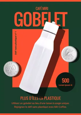 Défi d'utiliser un gobelet de café moderne vert et orange