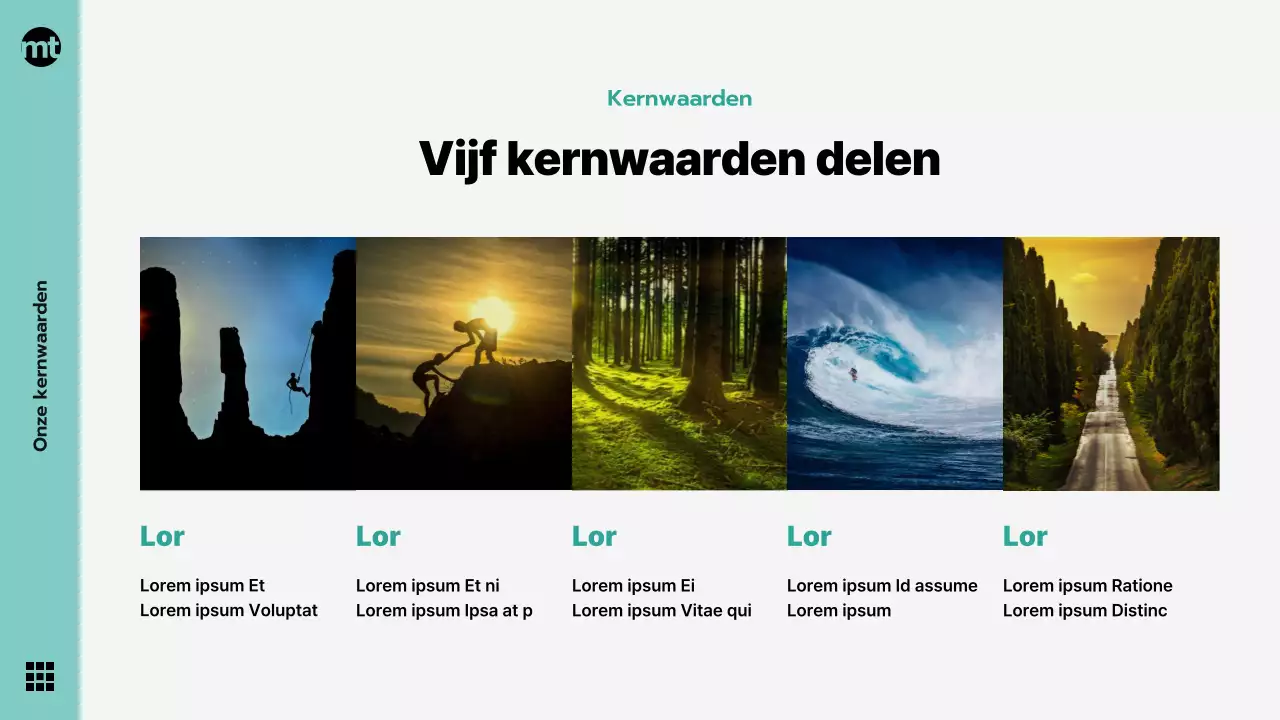 Modern zakelijk promotiemateriaal in mint en grijs, bedrijfsvisie, vieringen en presentaties thema