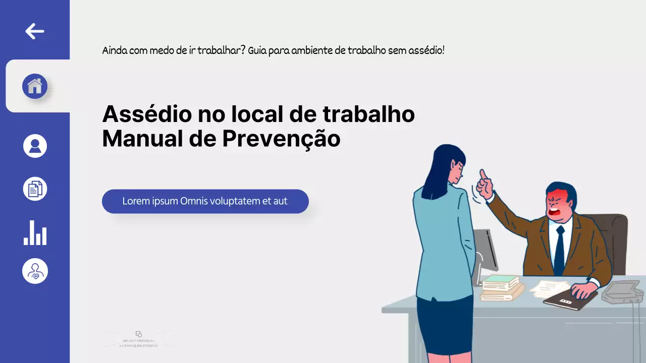 Formação sobre a prevenção do assédio no local de trabalho num tema de painel de controlo azul e limpo