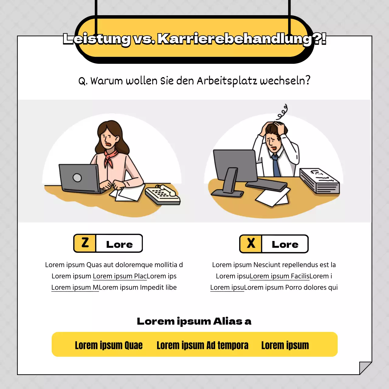 Ein einfaches gelb-graues Arbeitnehmerinterview