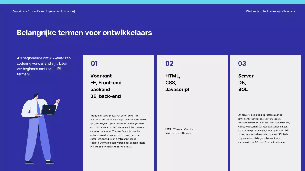 Blauw getinte ontwikkelaar training in loopbaanverkenning