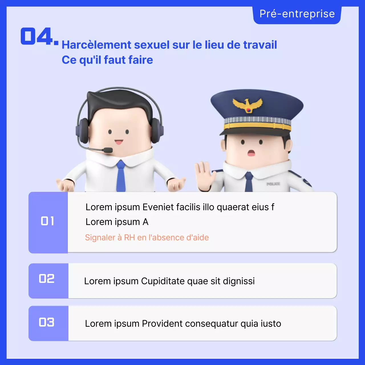 Carte bleue de formation à la prévention du harcèlement sexuel sur le lieu de travailNews