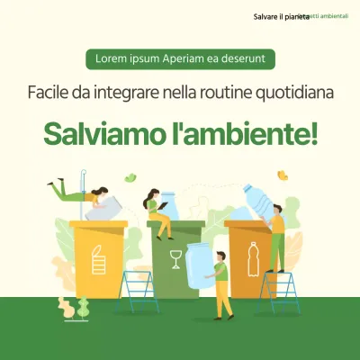 Un semplice post della campagna di riciclaggio verde e giallo