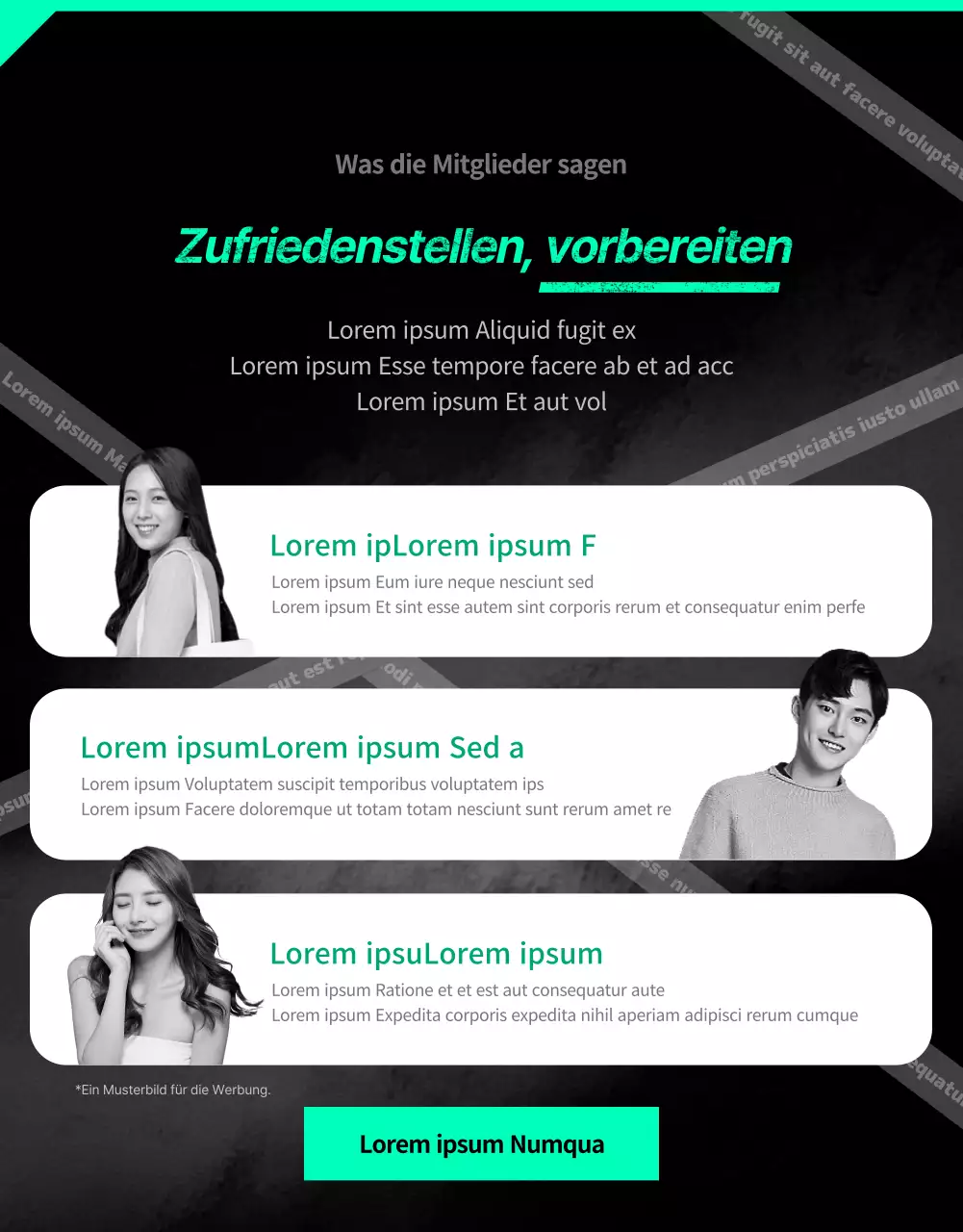 Sportlicher schwarzer und mintfarbener App-Service für das Heimtraining