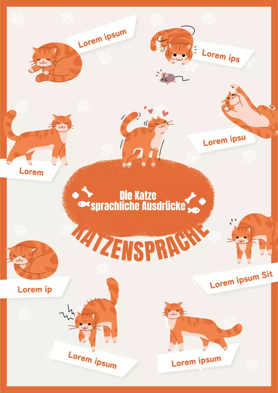 Elfenbein und orange Katze Verbalisierung pädagogische Webposter