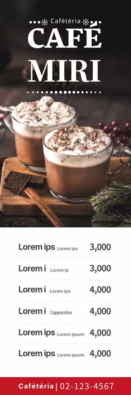 Photo brune publicité pour la carte des boissons d'un café