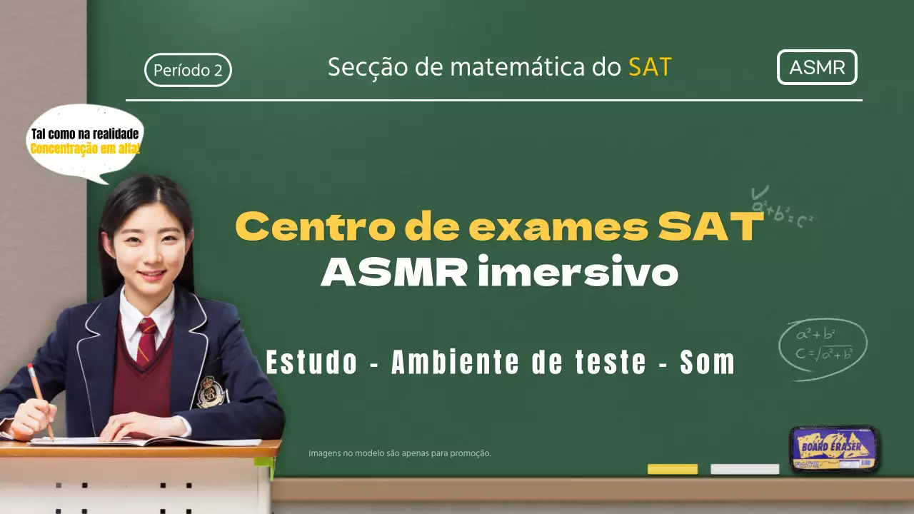 Miniatura ASMR do YouTube do centro de exames SAT em verde.