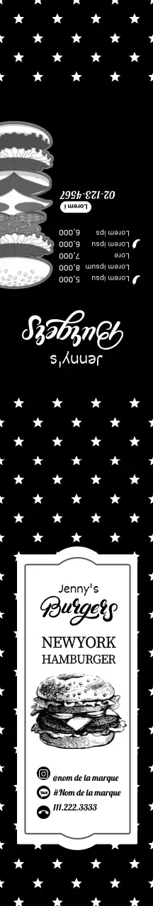 Étiquettes pour hamburgers faites à la main, motif rétro noir à points