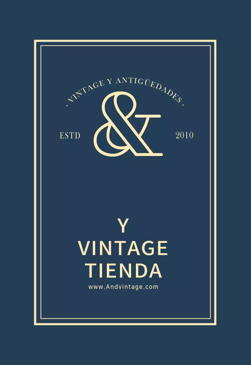 Sencillo rótulo vintage con logotipo de tienda en azul marino