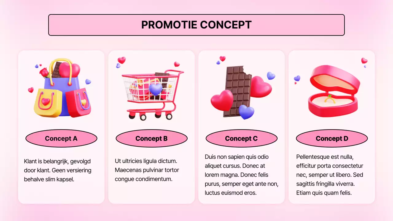 Roze 3D illustratie leuk valentijnsdag plan