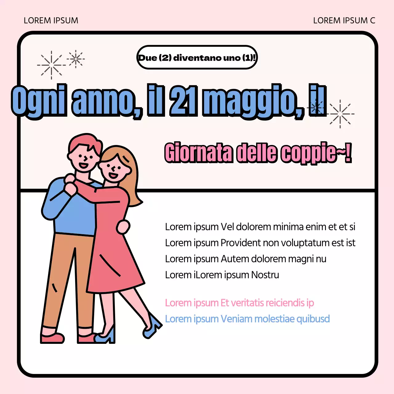 Promuovere una clinica di consulenza di coppia con graziose illustrazioni rosa e azzurre