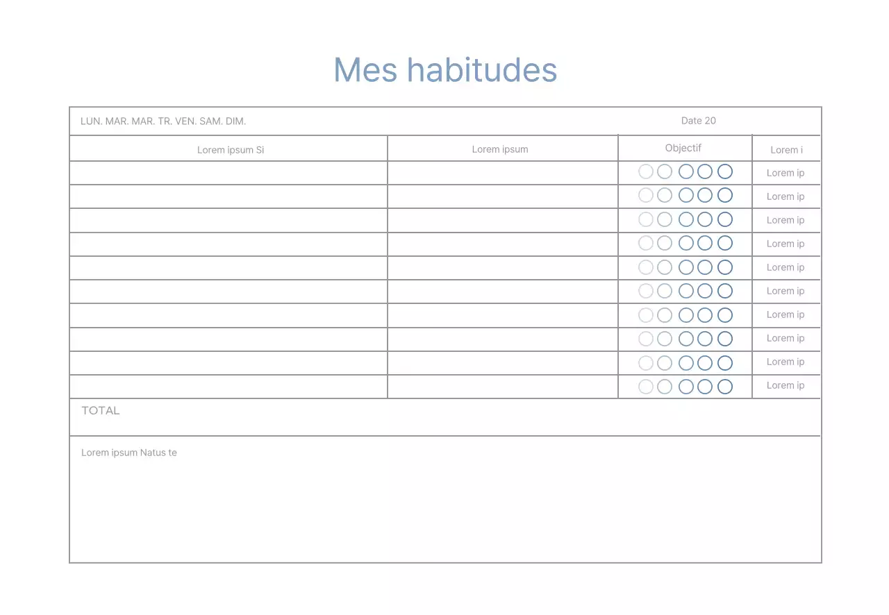 Planificateur simple à lignes bleues