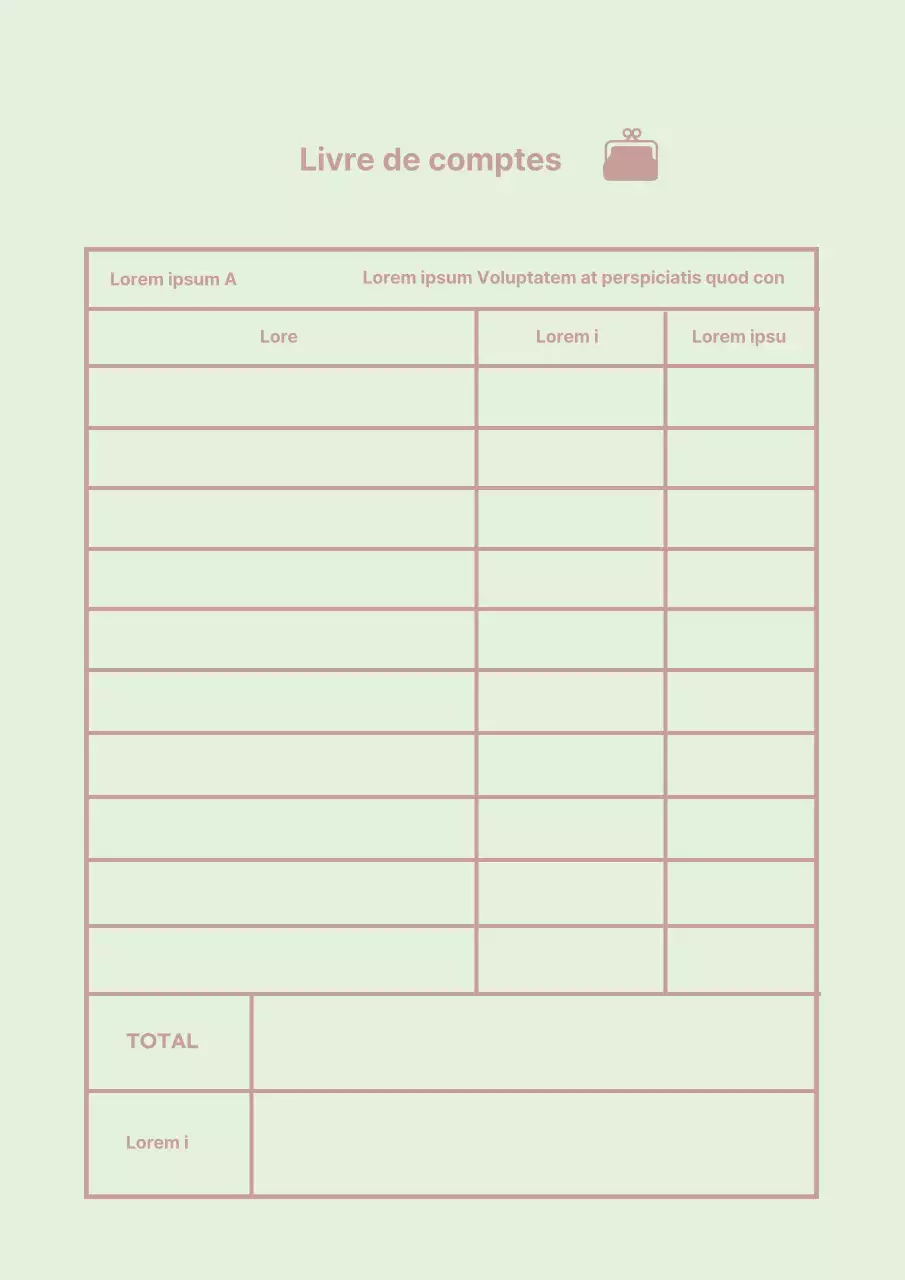 Icône de la Monnaie, registre simple du ménage