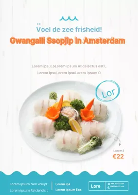 Openingsevenement van sashimi restaurant met blauwe en oranje sashimi foto's