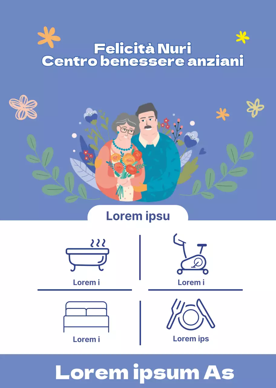 Illustrazione blu calda di un centro di assistenza sociale