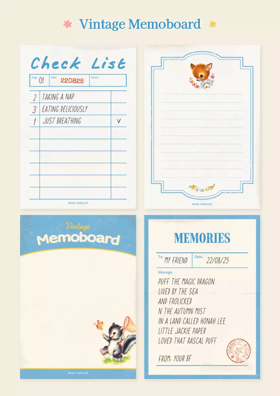 ベージュ レトロ メモ 予定表 ポスター