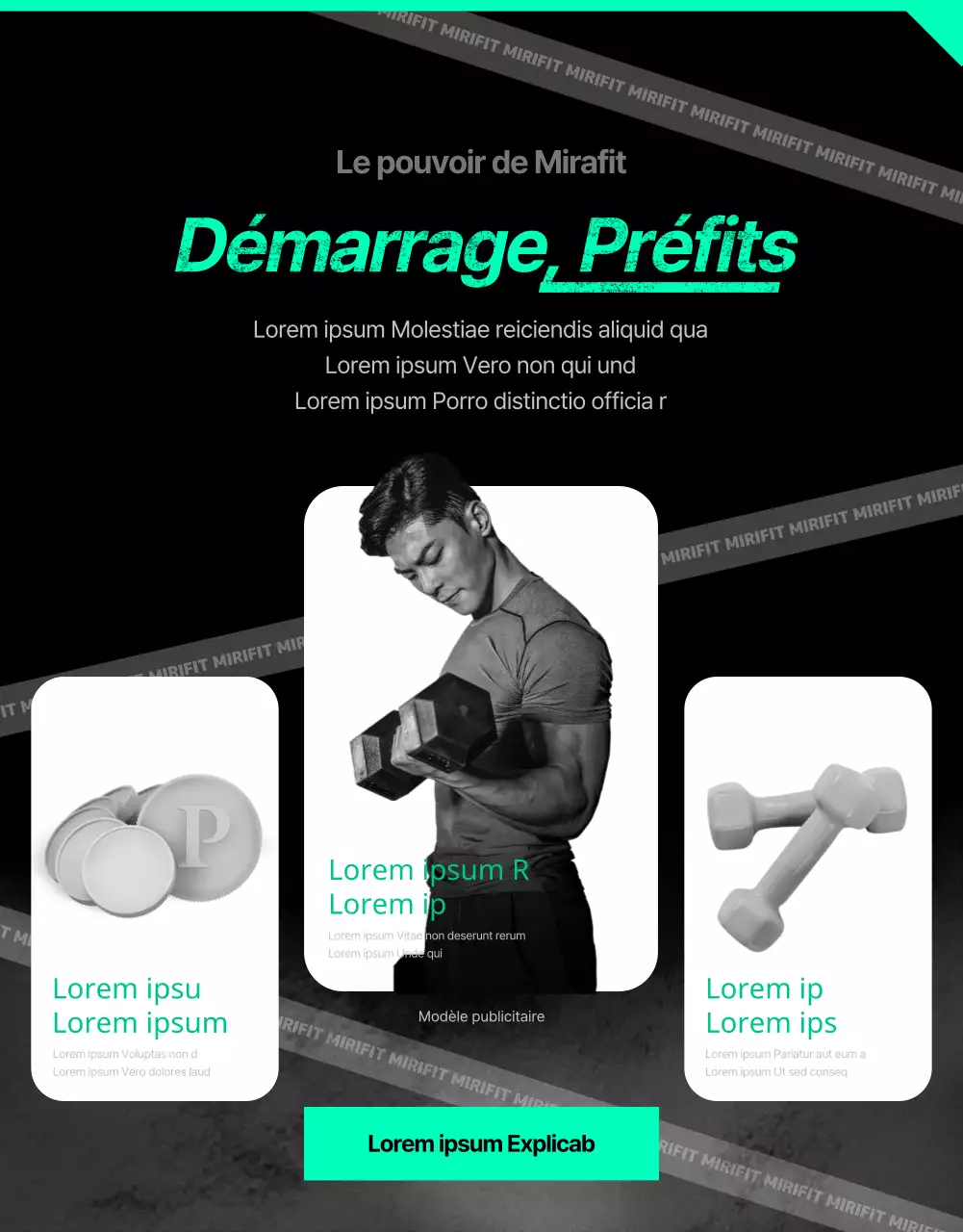 Service d'application de formation à domicile sportif, noir et menthe