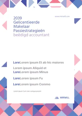 Promoot je oprichtersbijeenkomst versierd met verschillende vormen in blauw en paars