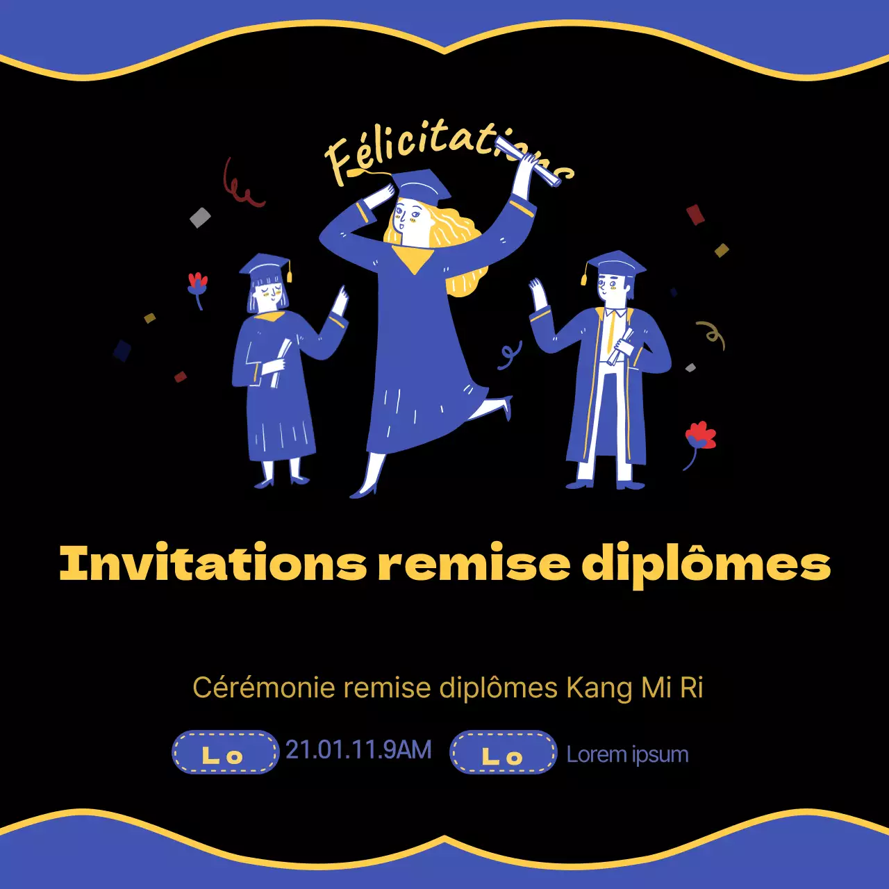 Thème d'invitation bleu et jaune