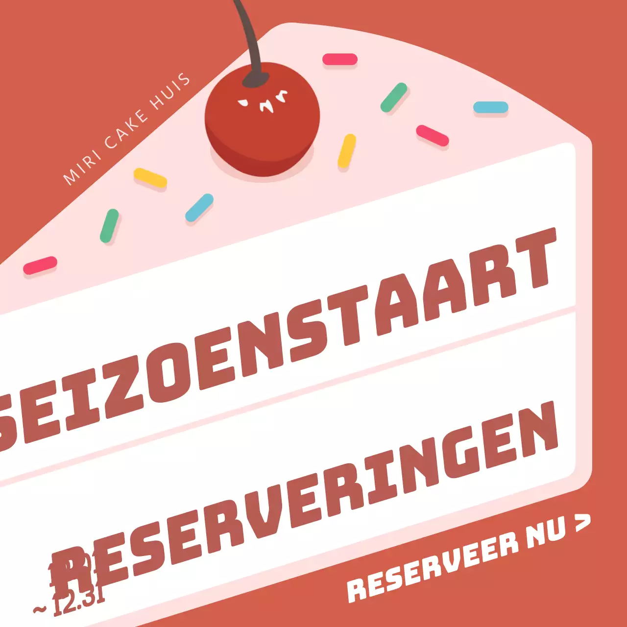 Informatie vooraf reserveren voor deze schattige bakkerij met een roze slice cake-achtergrond
