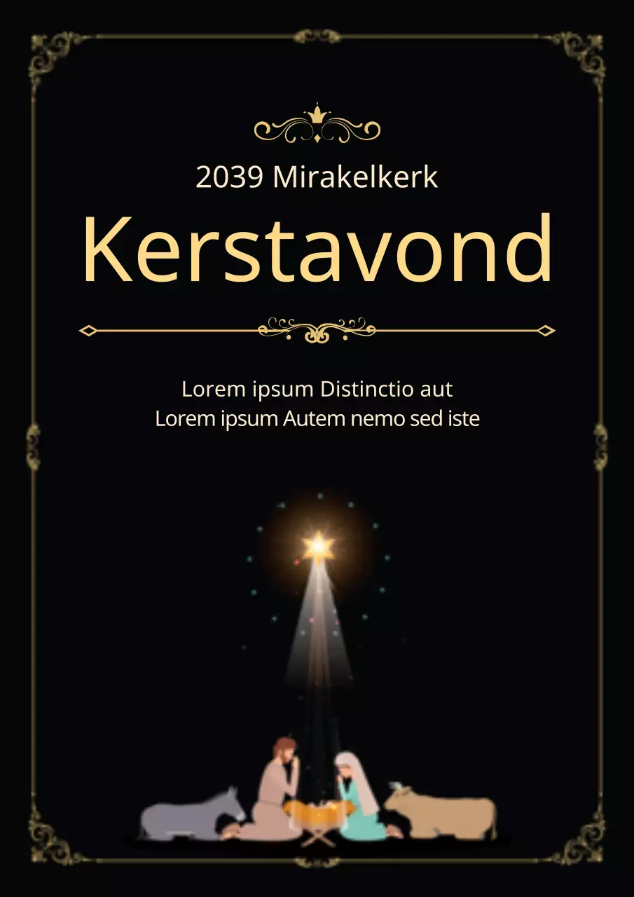 Zwarte en gouden promotieposter voor het Christmas Illuminations evenement