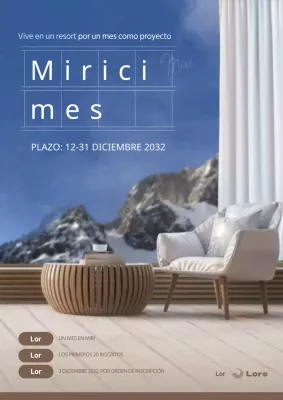 Un mes de webposter con fondo de resort