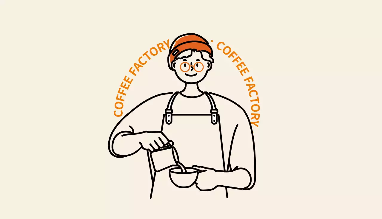 オレンジ シンプル コーヒー 名刺