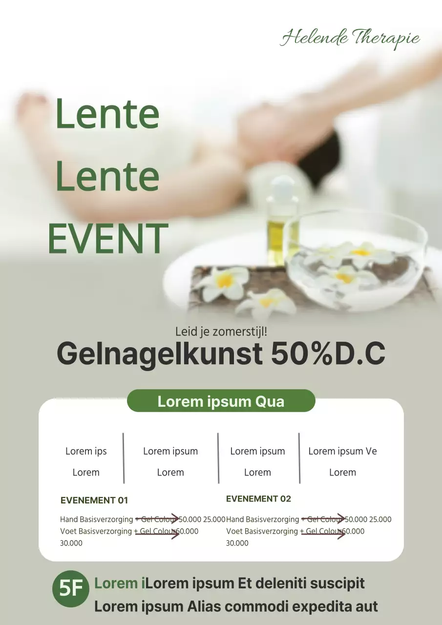 Flyer voor evenement in schoonheidssalon Sleek in beige