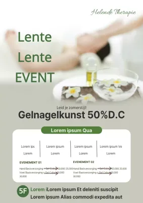 Flyer voor evenement in schoonheidssalon Sleek in beige