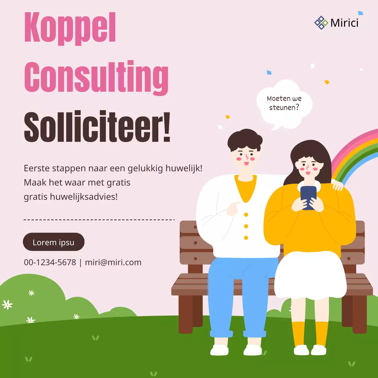 Een mooie, gezellige illustratie in roze en chartreuse Gezinsmaand mei Huwelijksconsultancy