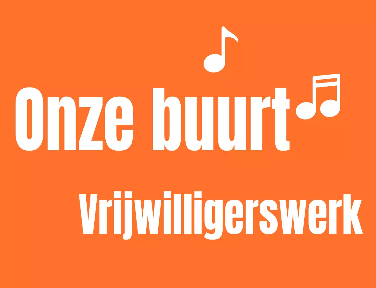 Ritmische tekst logo stijl in oranje en wit Vrijwilligersorganisatie