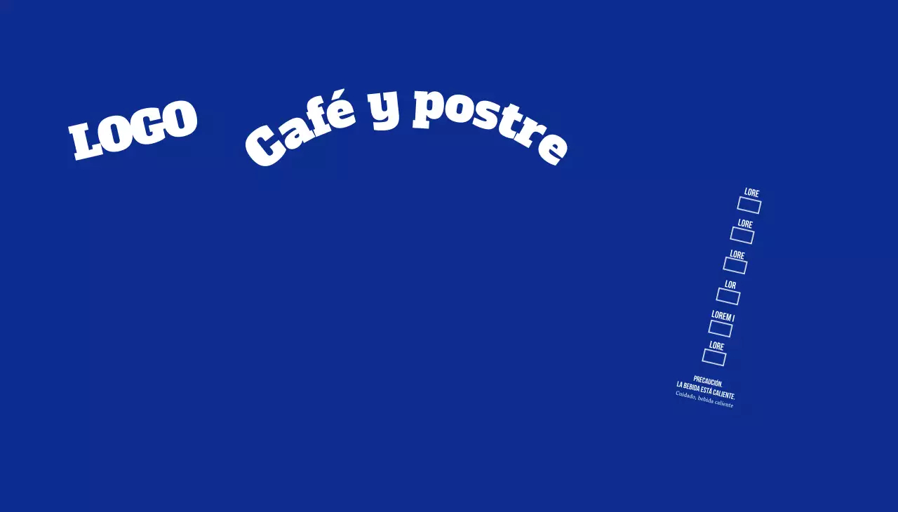 Café de texto con letras sencillas azules
