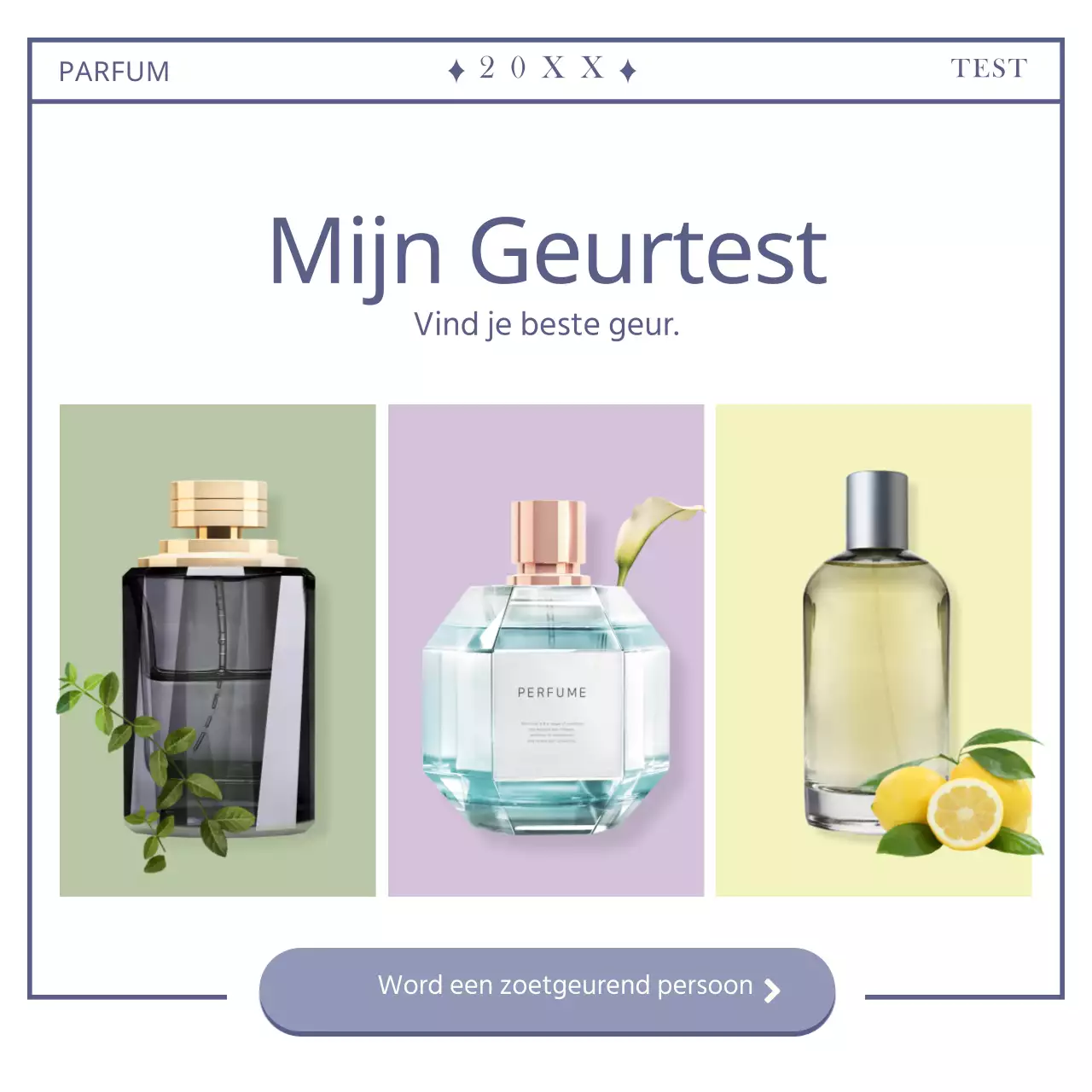 Eenvoudige gepersonaliseerde parfum testkaartNieuws ontwerp