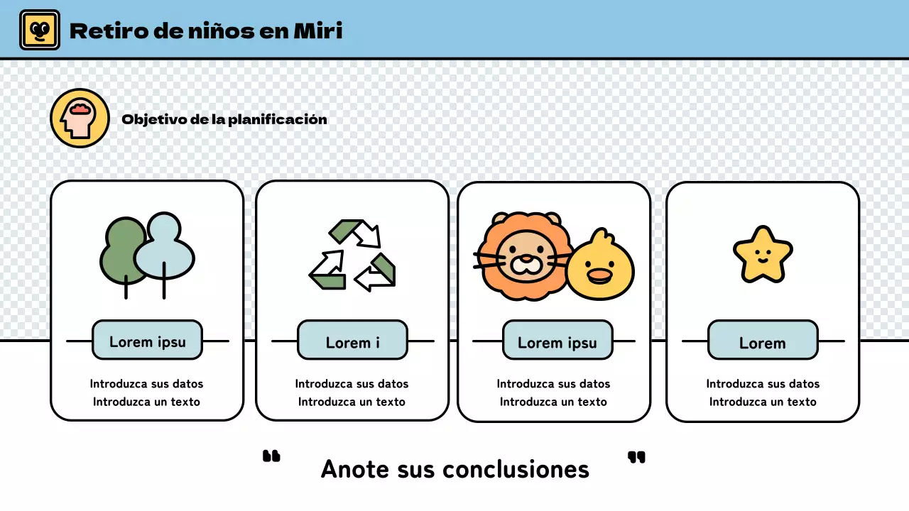 Campamento de invierno para niños con un bonito estilo en azul claro y verde