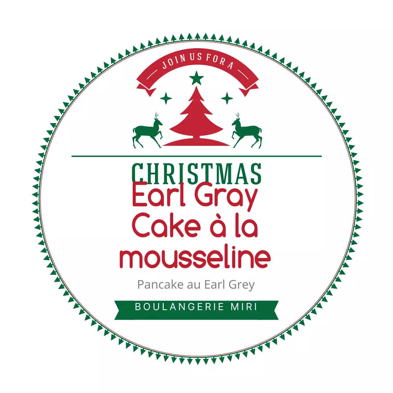 Illustration verte et rouge de l'étiquette de boulangerie de Noël