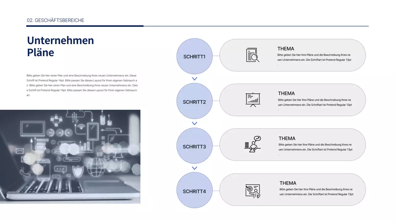 Ein sauberer, blauer, neuer Geschäftsplan