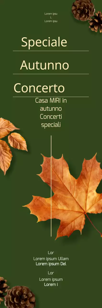 Promuovete un concerto autunnale con foglie cadenti su uno sfondo verde