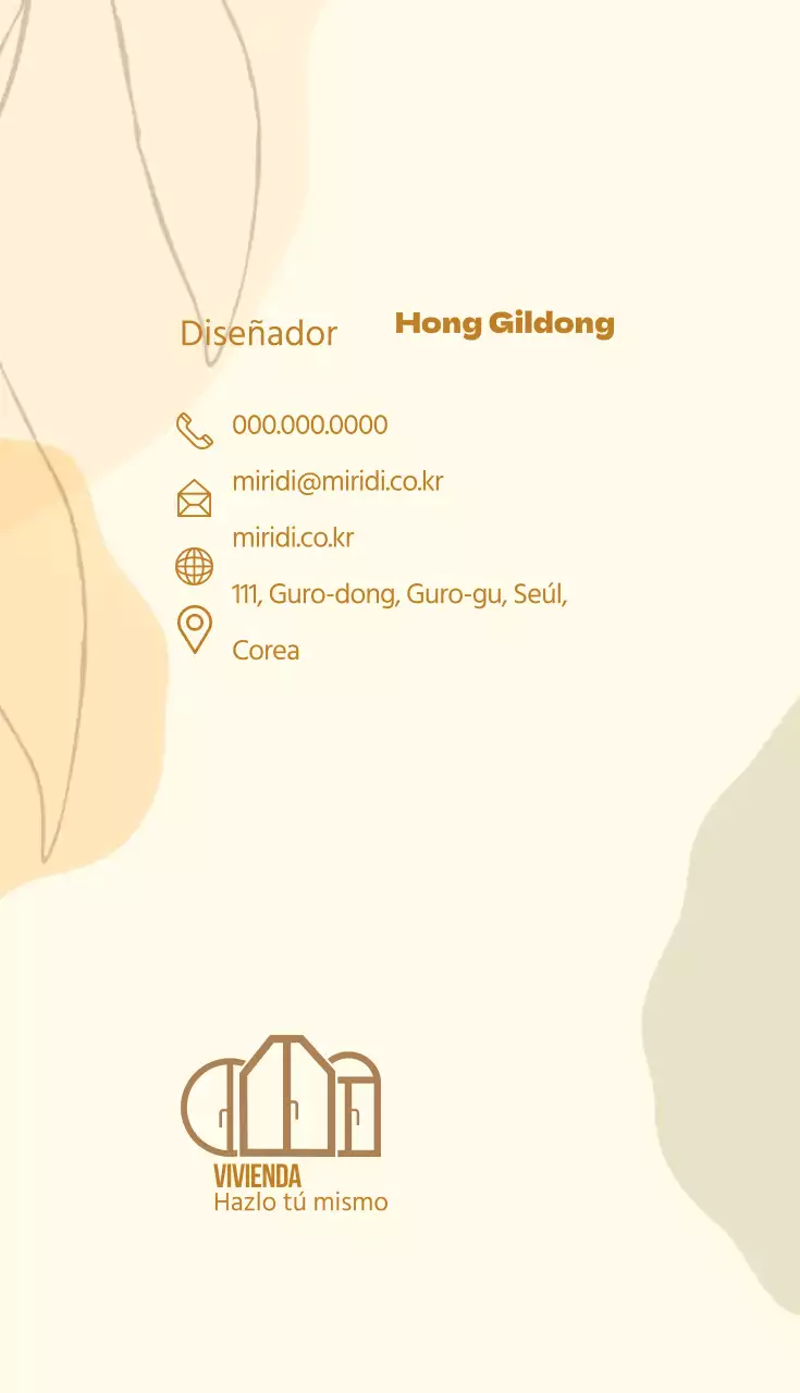 Tarjeta de visita de escuela de arte con ilustración amarillo-beige