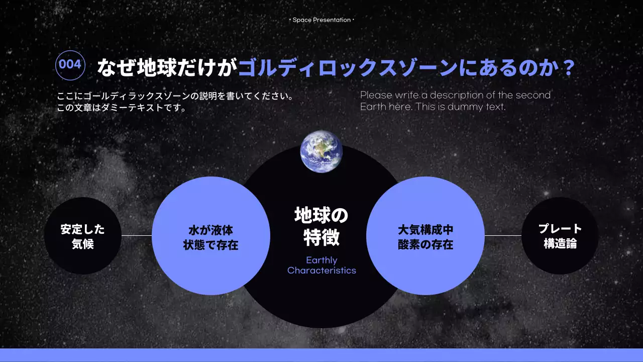 黒 モダン 宇宙 プレゼンテーション