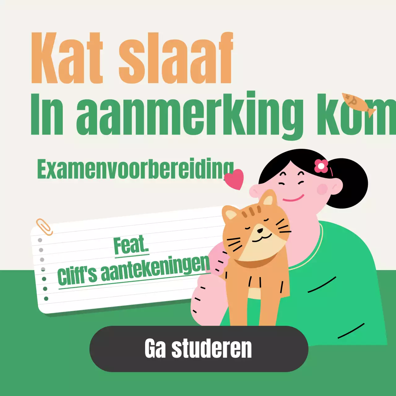 Over het groene en oranje examen voor kattenbakcertificaten