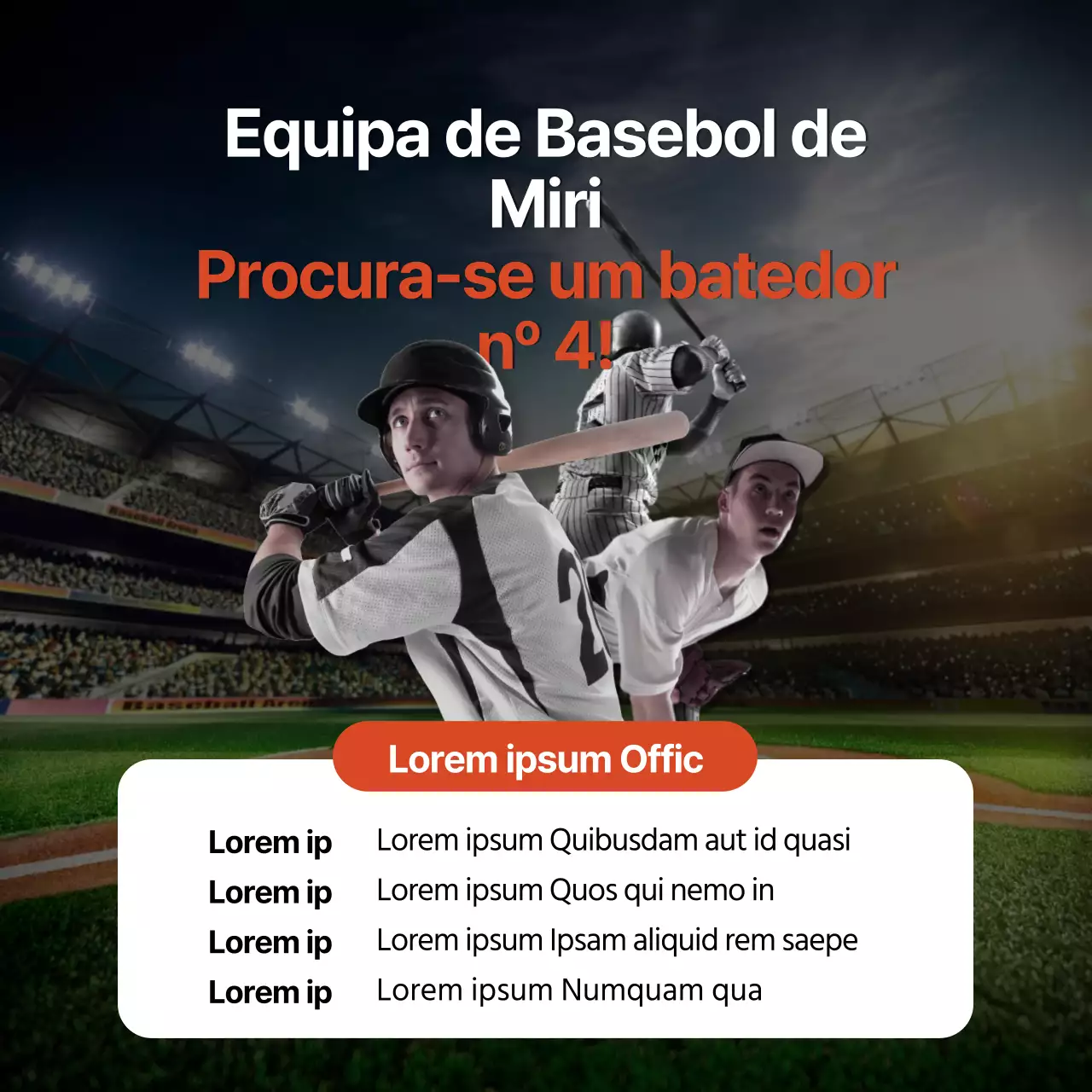 À procura de batedores para uma equipa social de basebol vermelha e branca na moda.