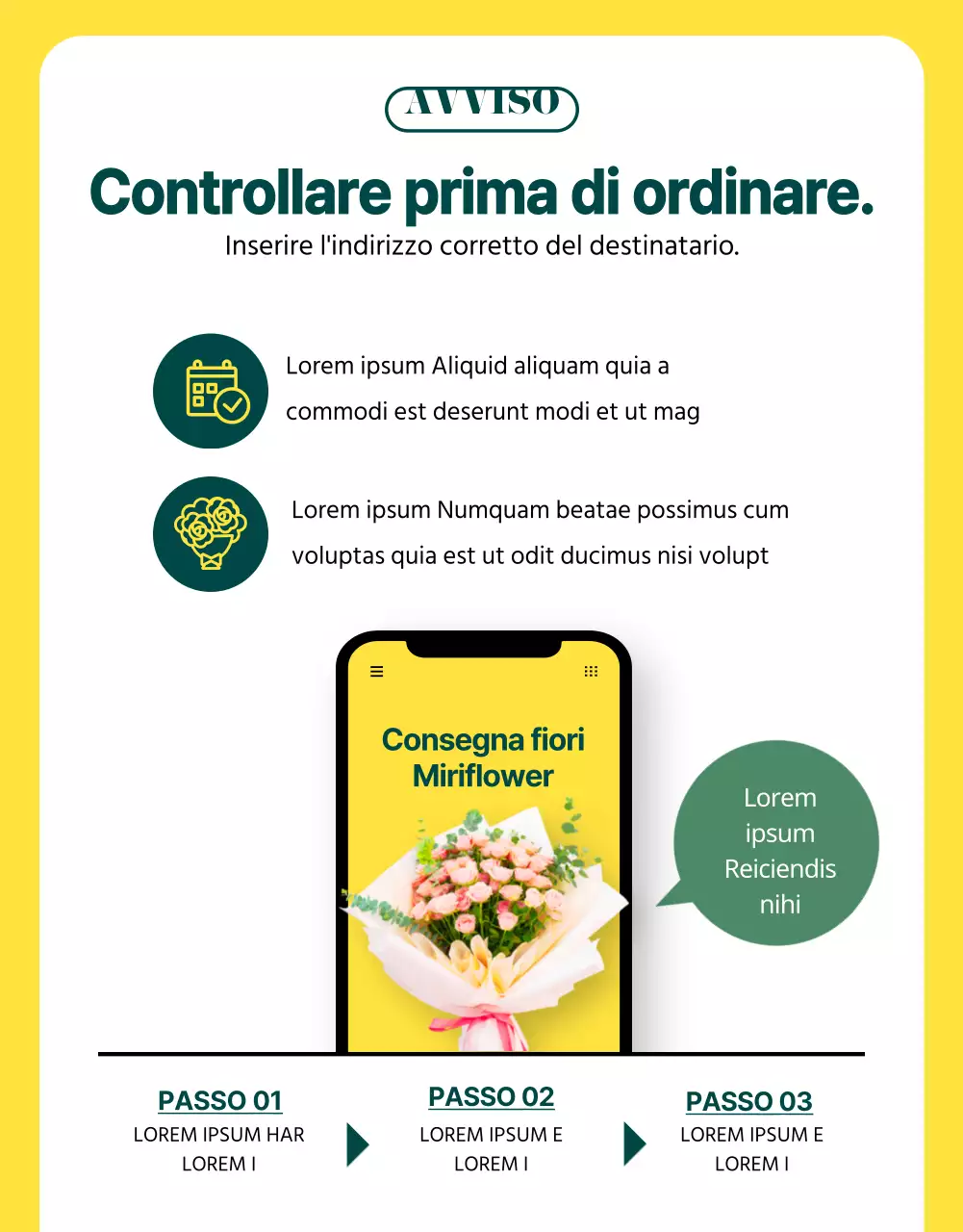 Vi presentiamo il classico servizio di consegna fiori verde e giallo
