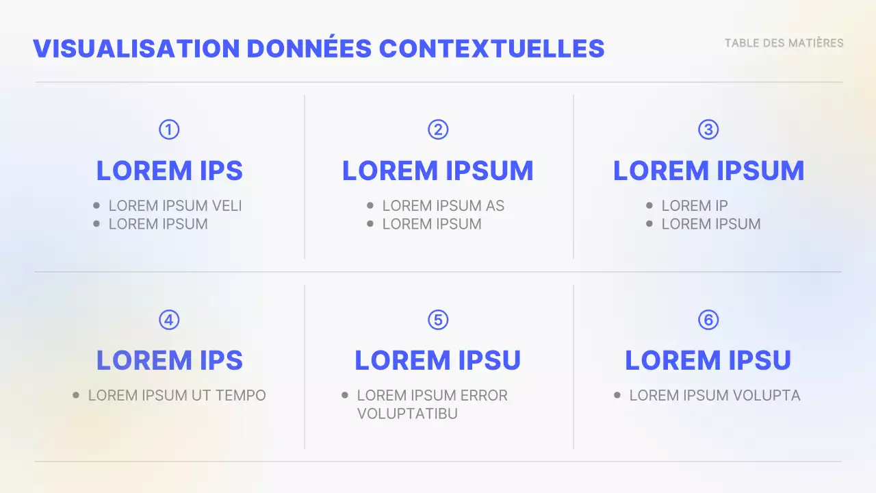 Dégradé jaune et bleu Graphiques et infographies simples Rapport de performance conceptuel