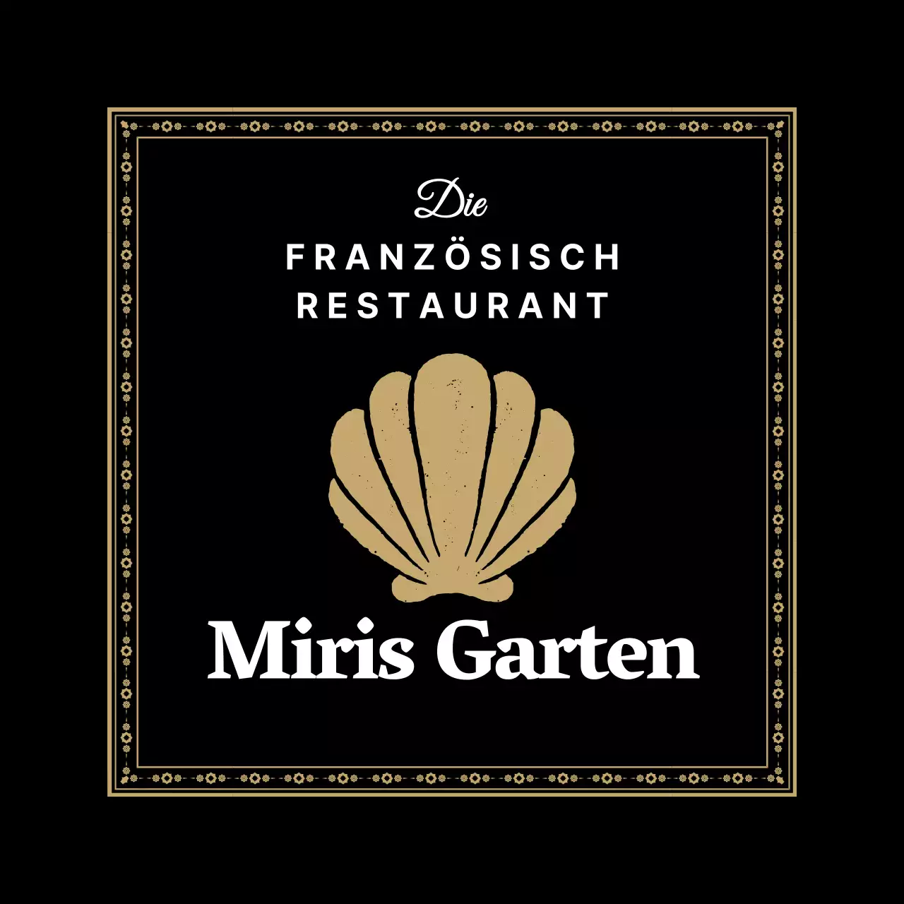 Ein französisches Restaurant mit goldenem Zierrahmen